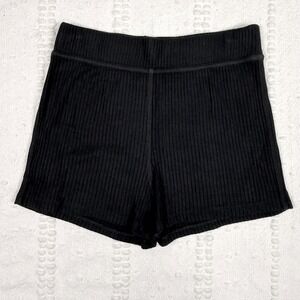 Beyond Yoga Womens Black Ribbed Lounge Shorts High Rise Small Made in USA